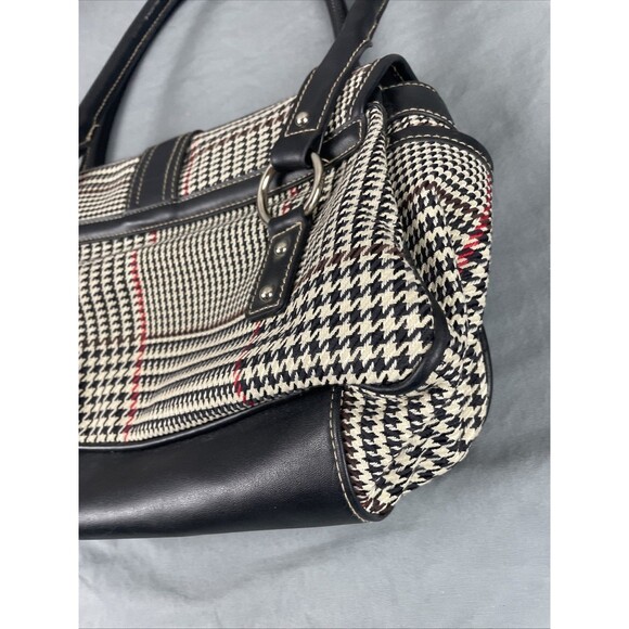 VTG Y2K Chaps houndstooth herringbone plaid bag purse twee preppy - Picture 8 of 13
